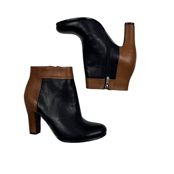 Sam Edelman "Shay" Two-Toned Black/Saddle Booties Women's Size 6M - Picture 1 of 10